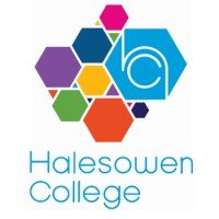 Halesowen College logo featuring hexagons and a blue acronym.