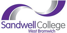 Sandwell College logo displayed twice, representing the institution in West Bromwich.