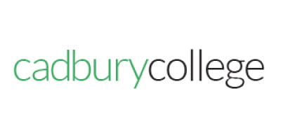 Logo of Cadbury College displayed in green and black text on a white background.